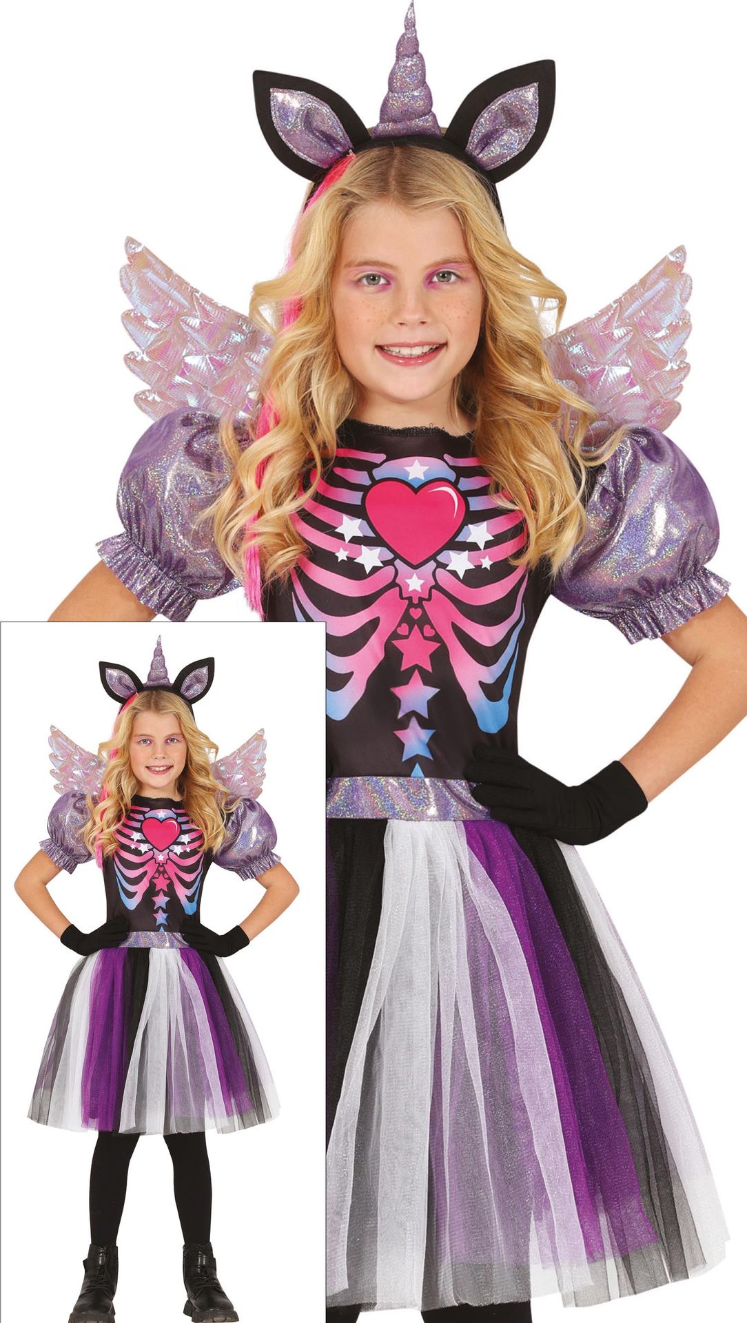 Eenhoorn skelet jurk halloween meisjes