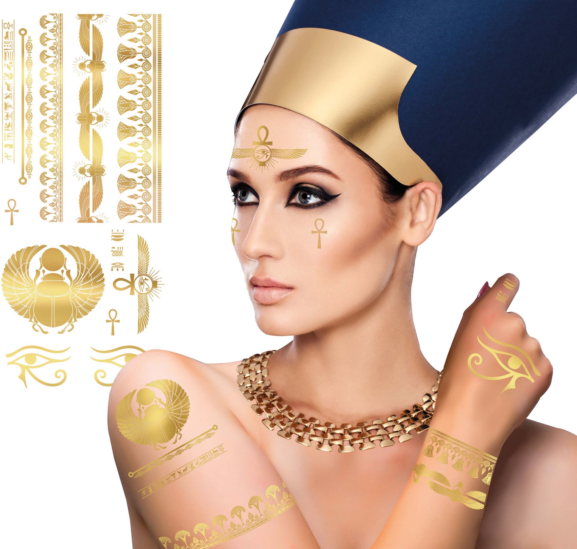 Egyptische Nep Tattoos Goudkleurig