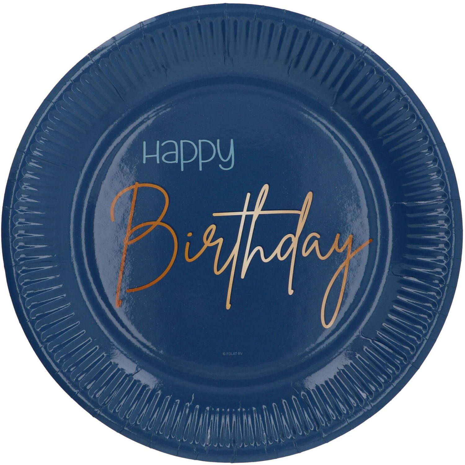 Elegant Happy Birthday feestbordjes blauw