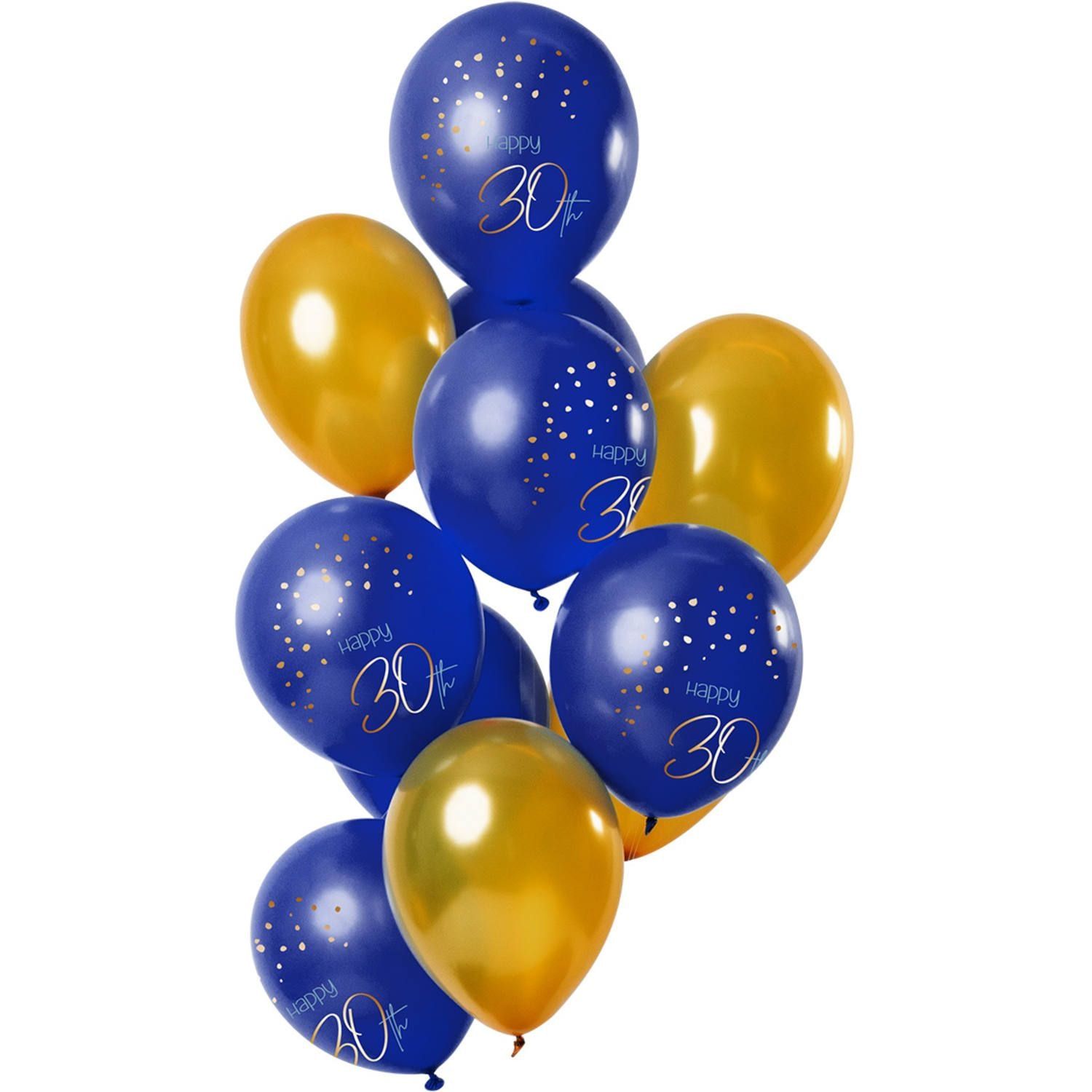 Elegant true blue ballonnen 30 jaar 12 stuks