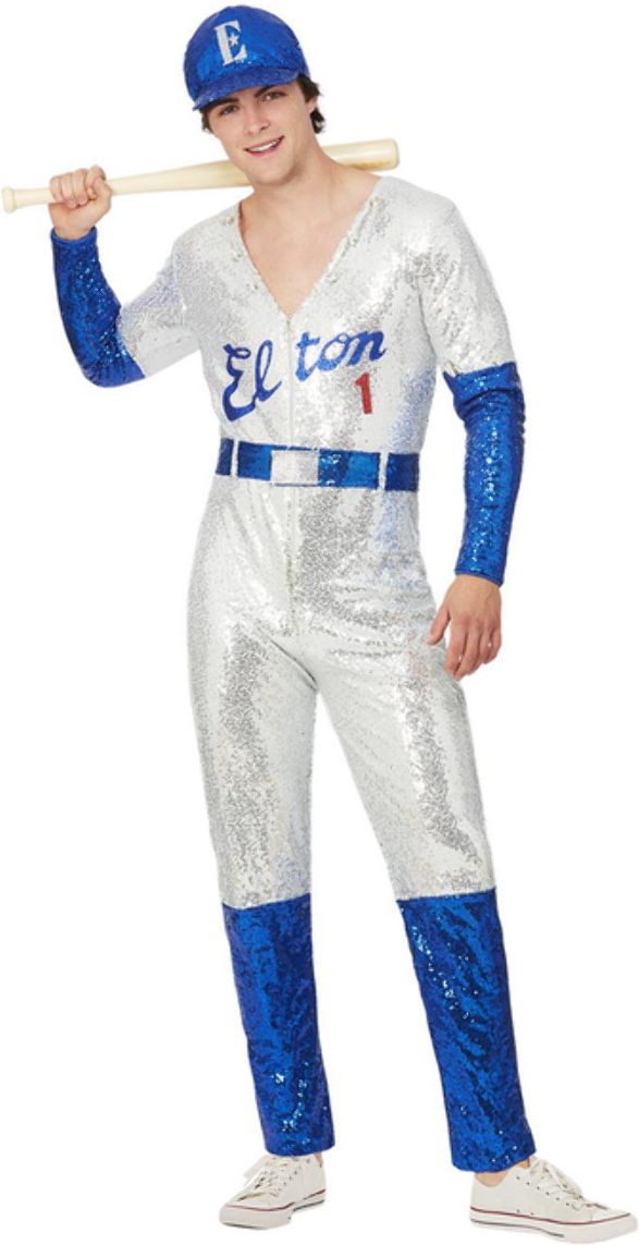 Elton John Sequin Honkball Kostuum Mannen Zilver