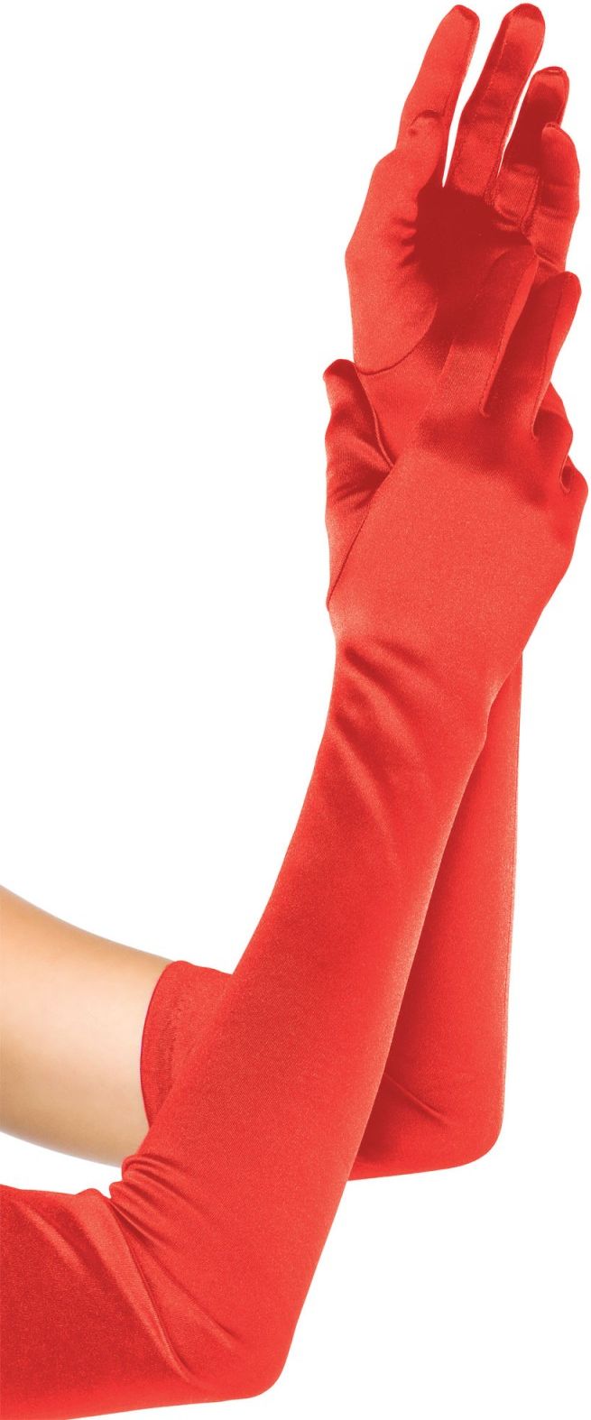 Extra lange satijnen handschoenen rood