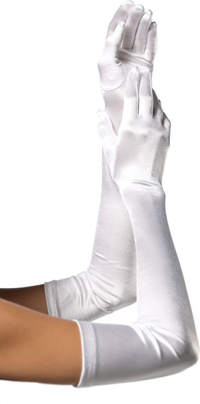 Extra lange satijnen handschoenen wit