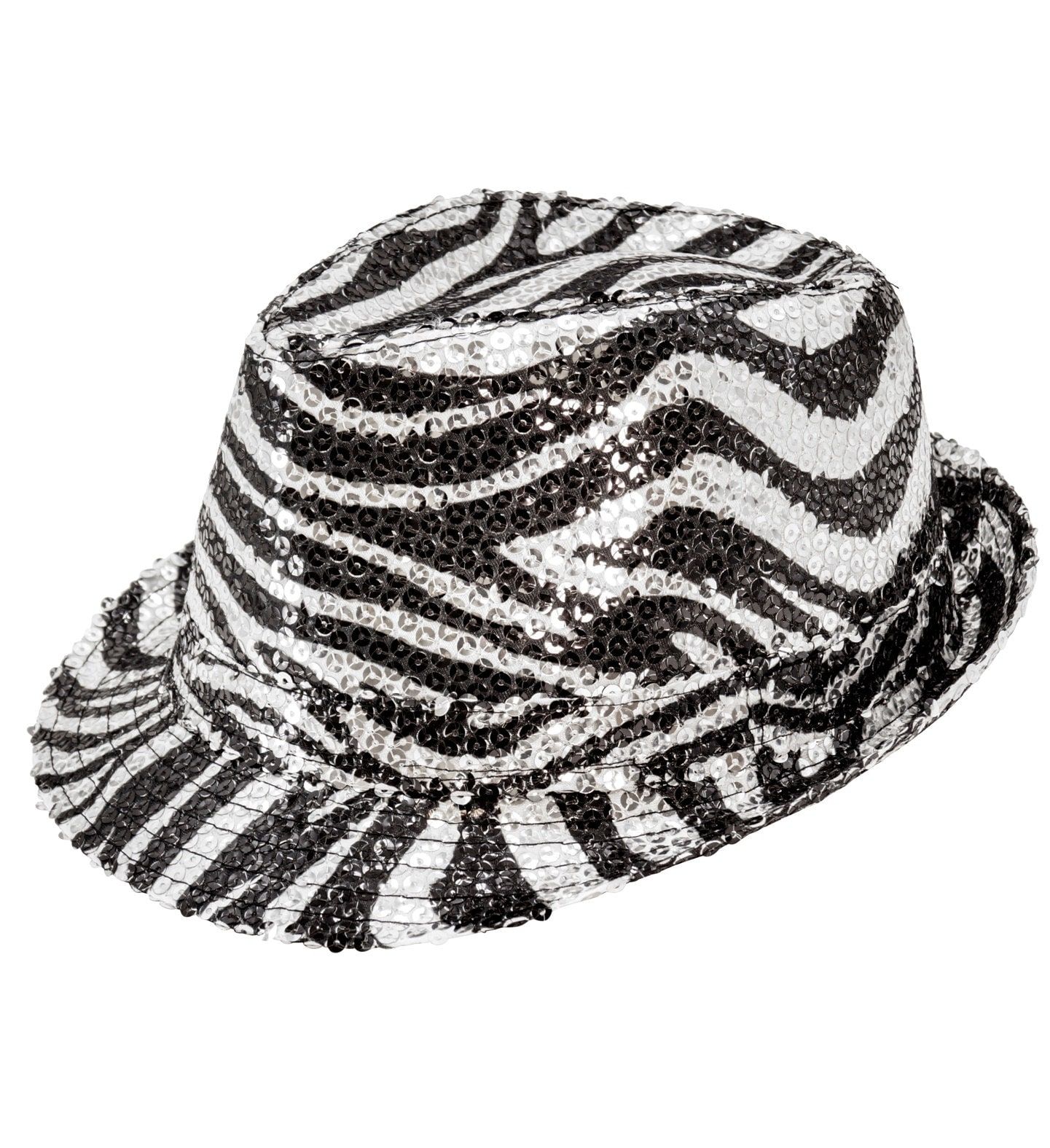 Fedora Hoed Zebra met Zilveren Pailletten Dames Heren