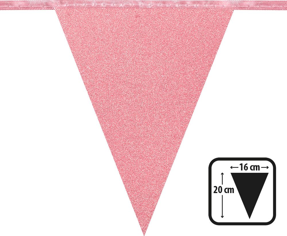 Feestelijke vlaggetjes rosegoud glitter