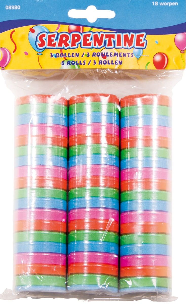 Felle kleuren serpentine rollen 3 stuks