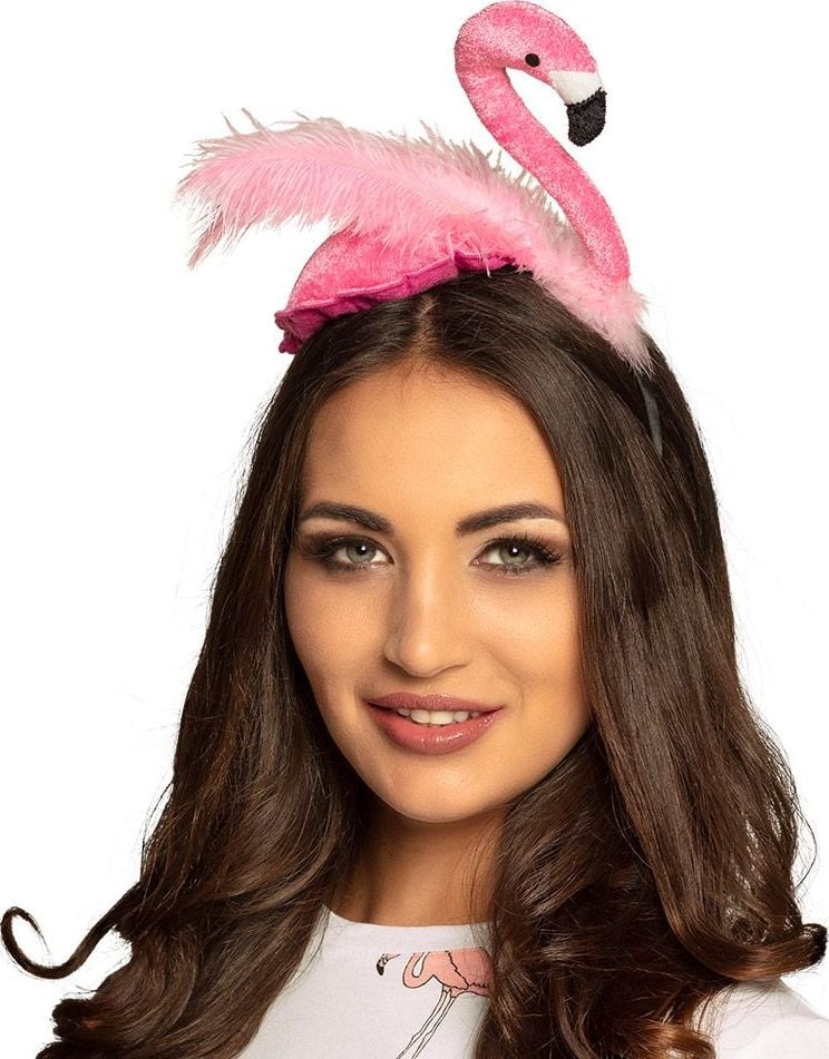 Flamingo haarband roze pluche
