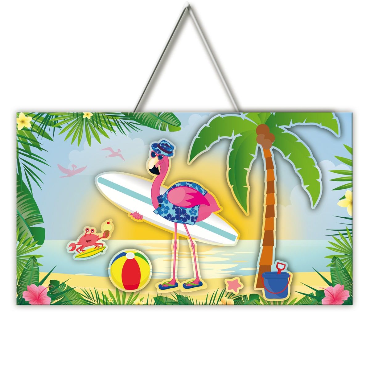 Flamingo hawaii party deurbord