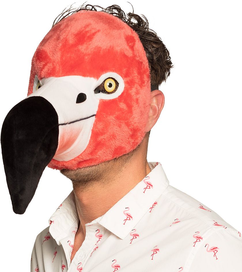 Flamingo party pluche gezichtsmasker