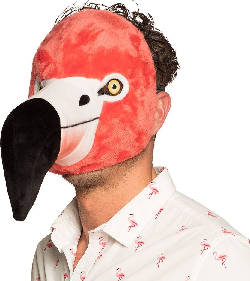 Flamingo party pluche gezichtsmasker