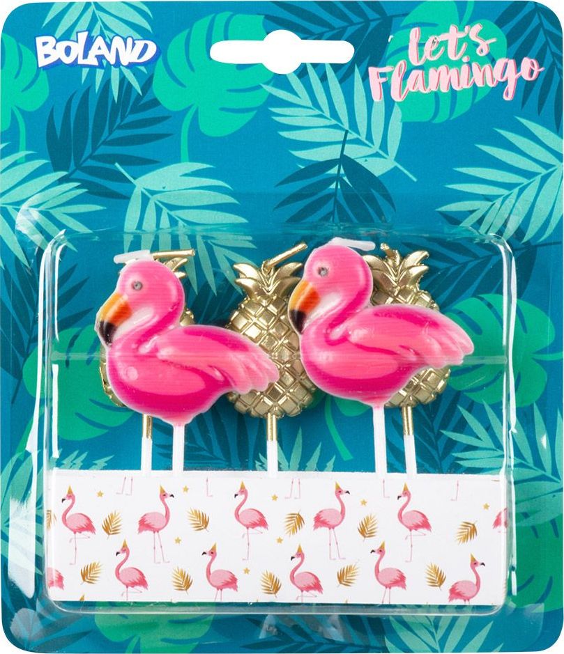 Flamingo thema kaarsjes 5x