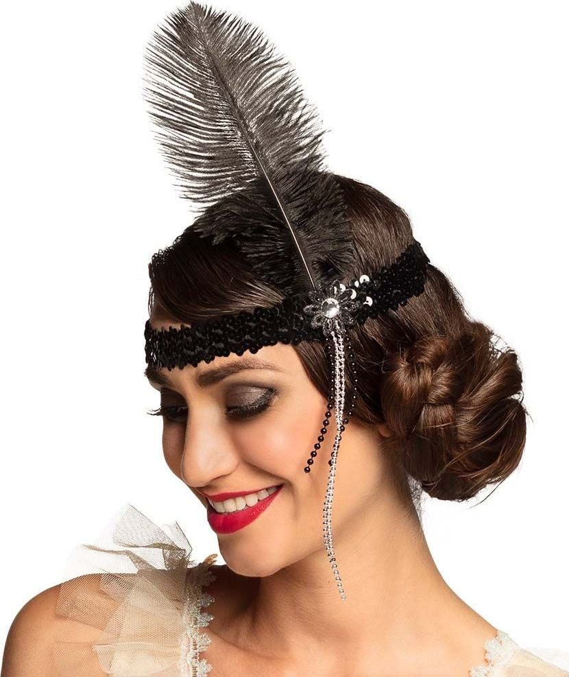 Flapper hoofdband pailletten zwart