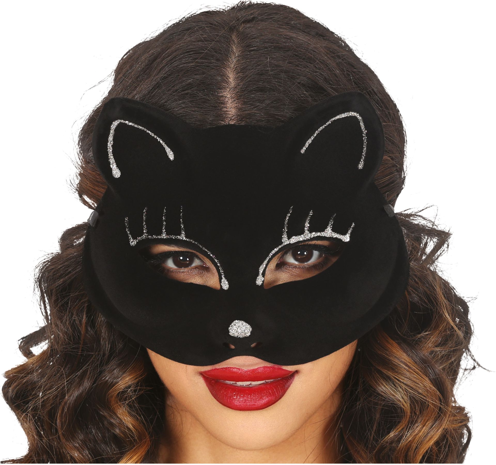 Fluweel Zwart Katten Masker