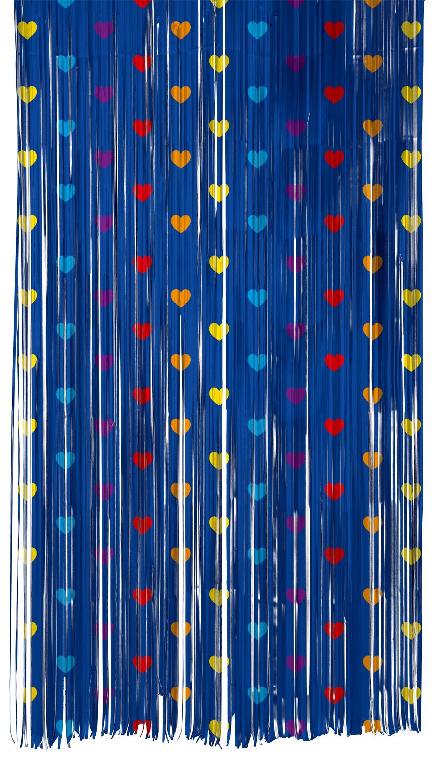 Folie deurgordijn hartjes 200cm blauw