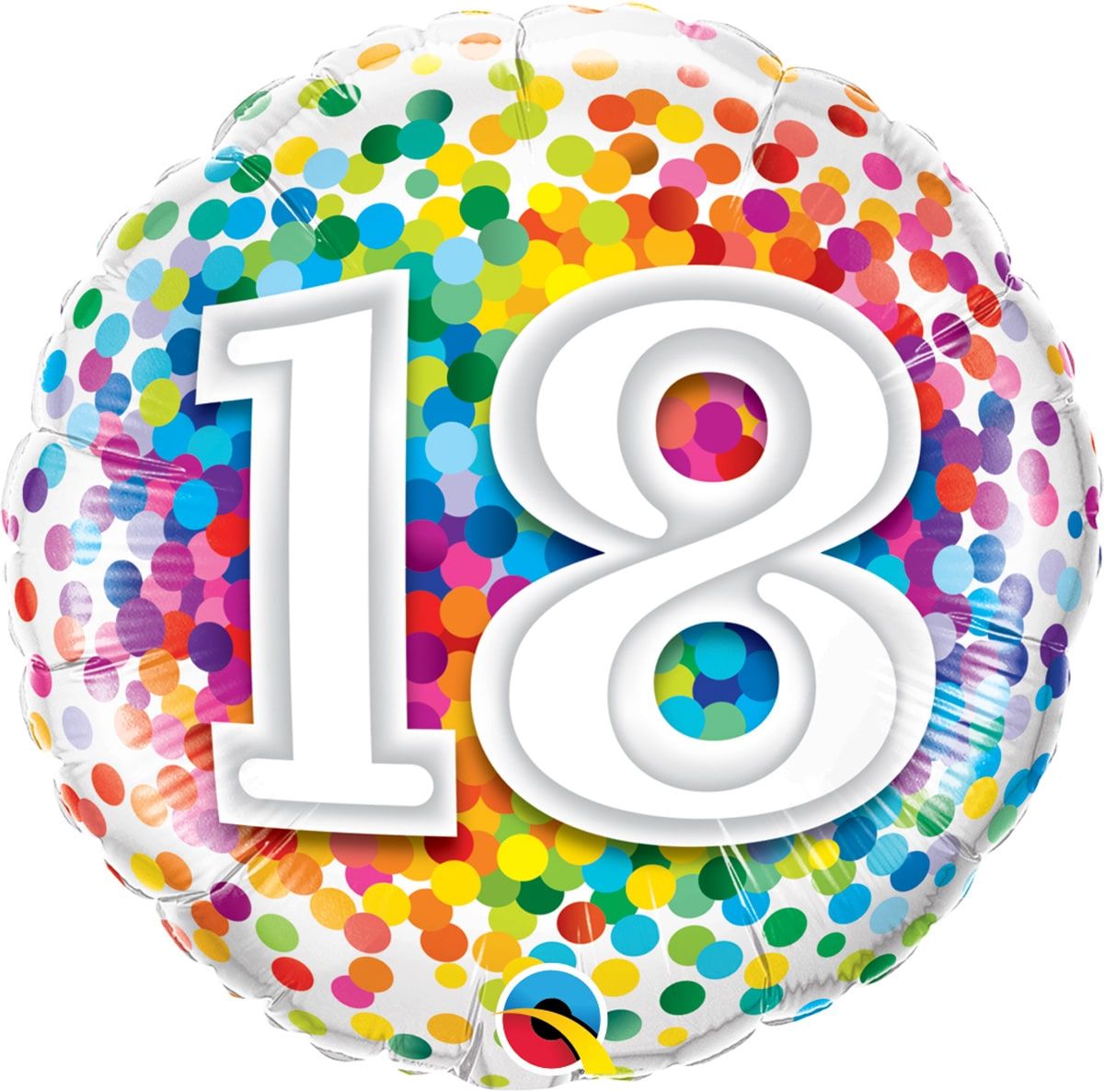 Folieballon 18 jaar confetti regenboog