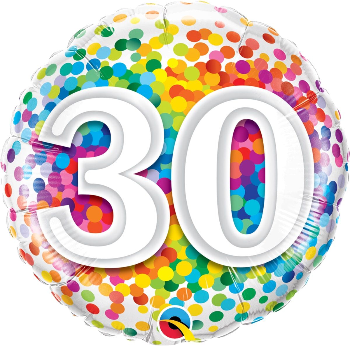 Folieballon 30 jaar confetti regenboog