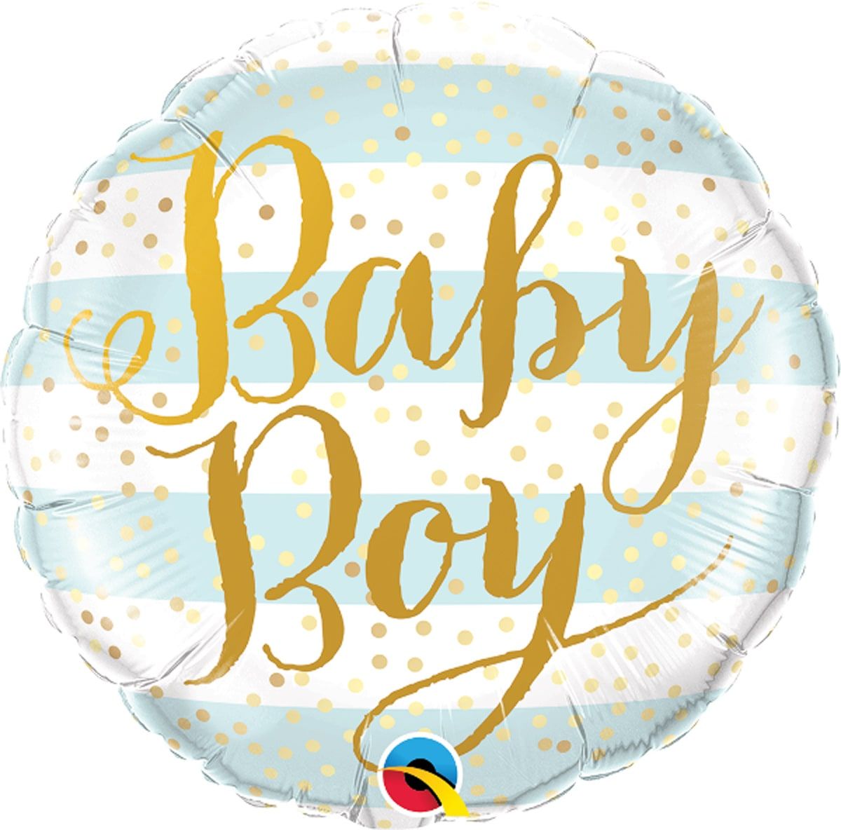 Folieballon baby boy strepen blauw