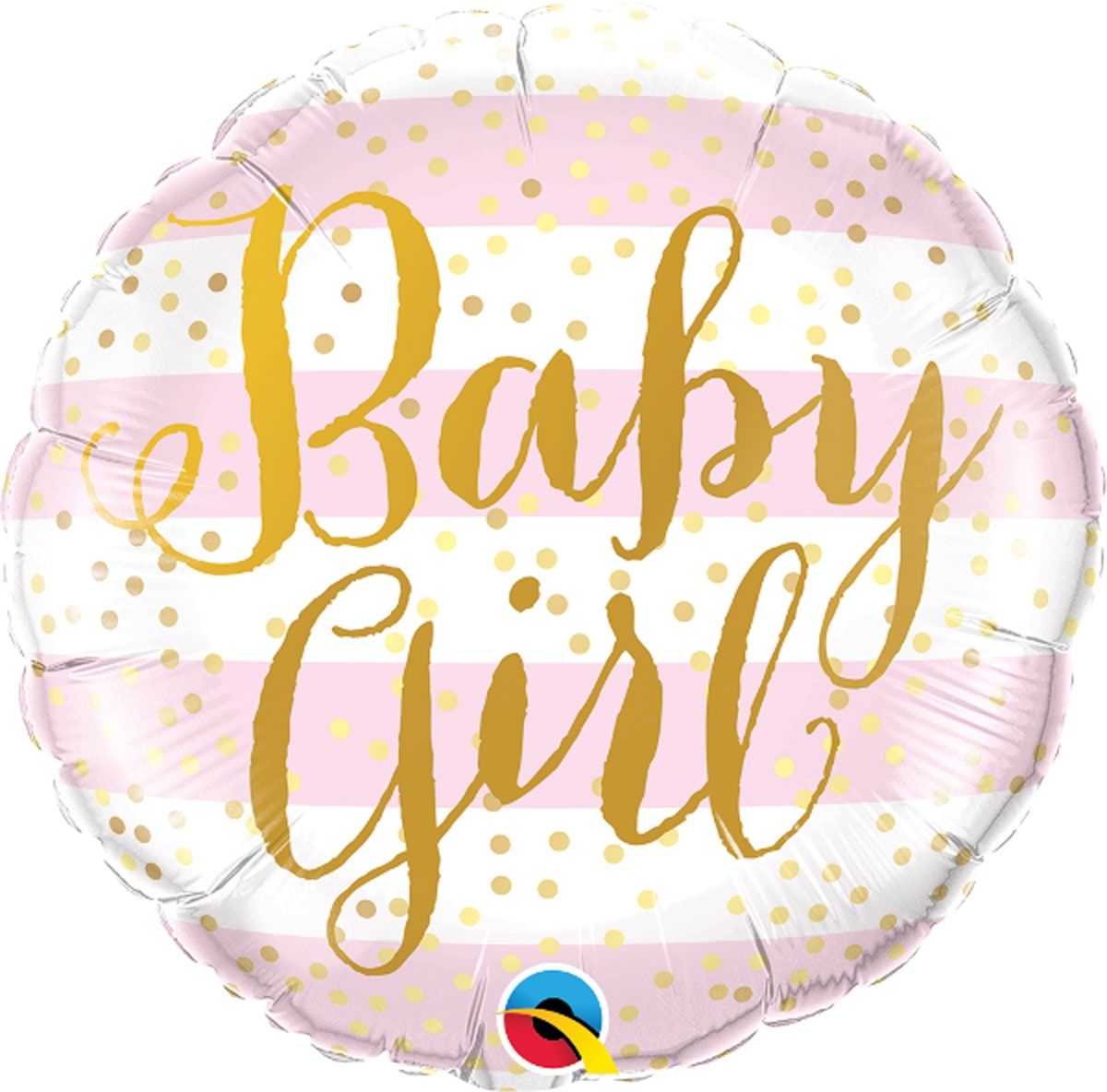 Folieballon baby girl strepen roze