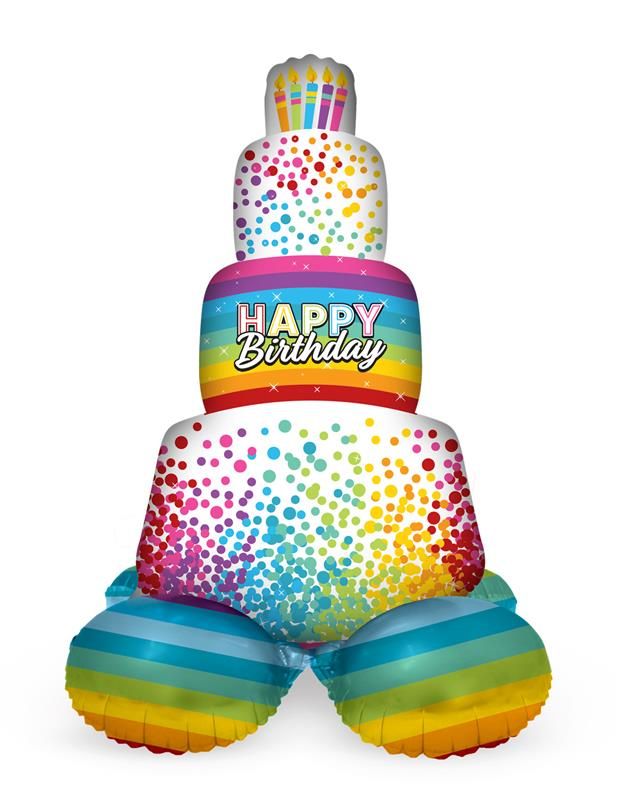 Folieballon birthday taart met standaard