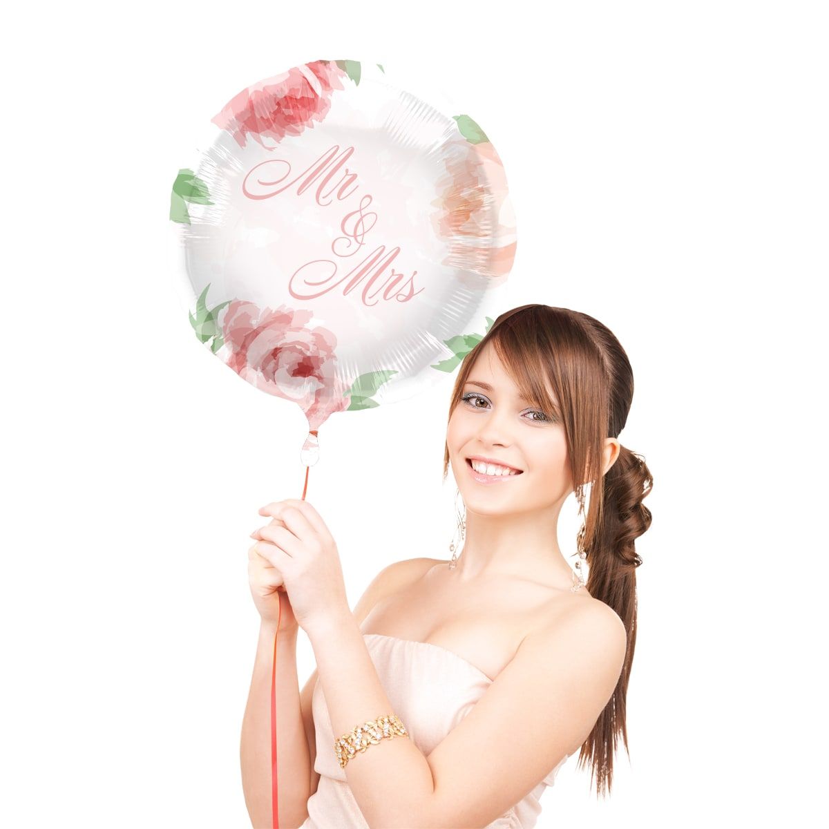 Folieballon bruiloft met rozen