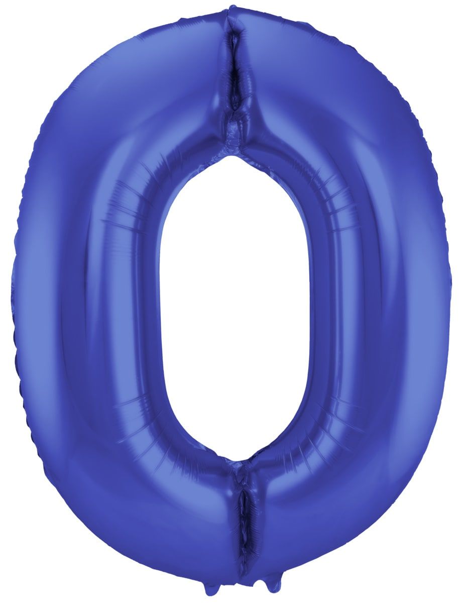 Folieballon cijfer 0 metallic blauw 86cm
