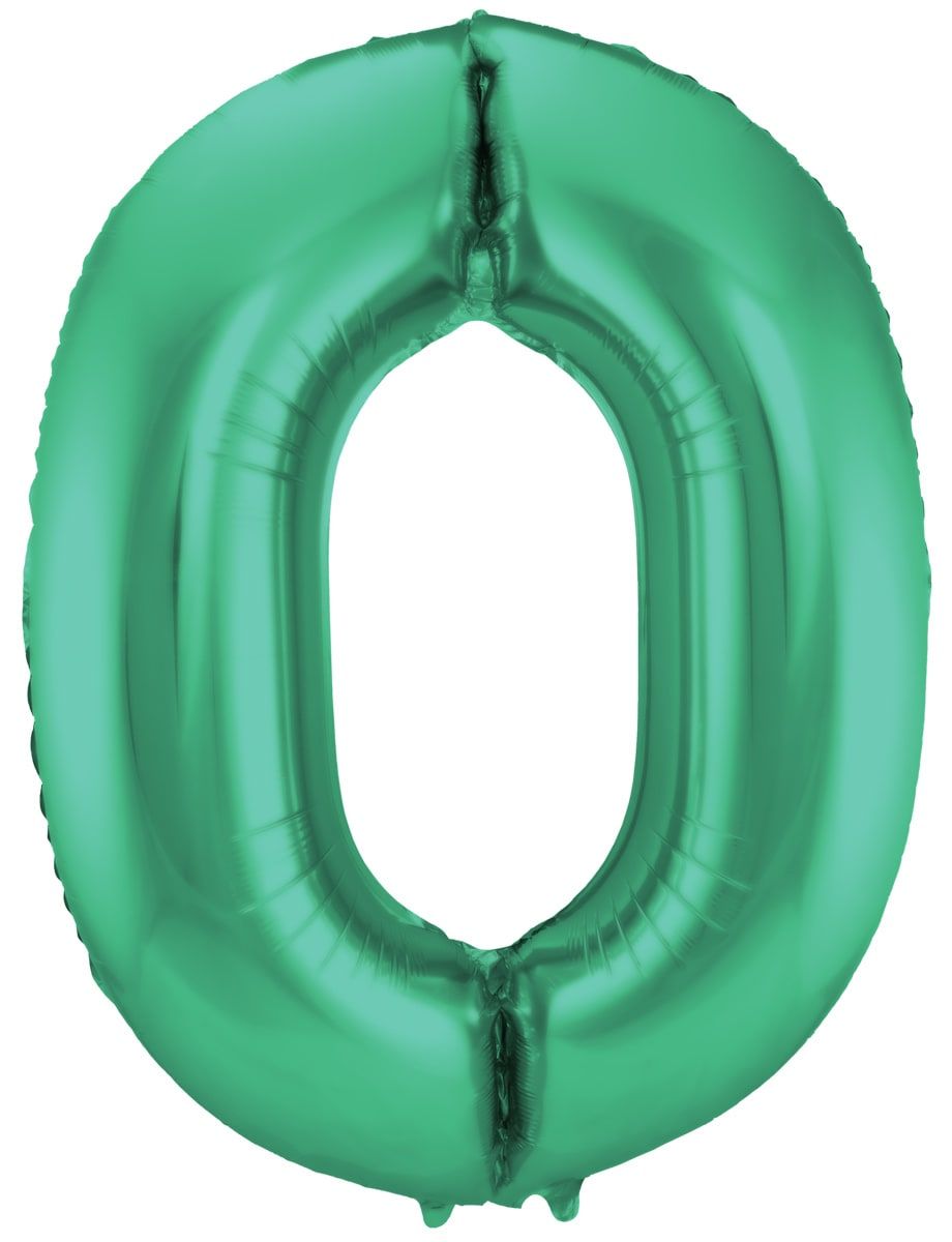 Folieballon cijfer 0 metallic groen 86cm