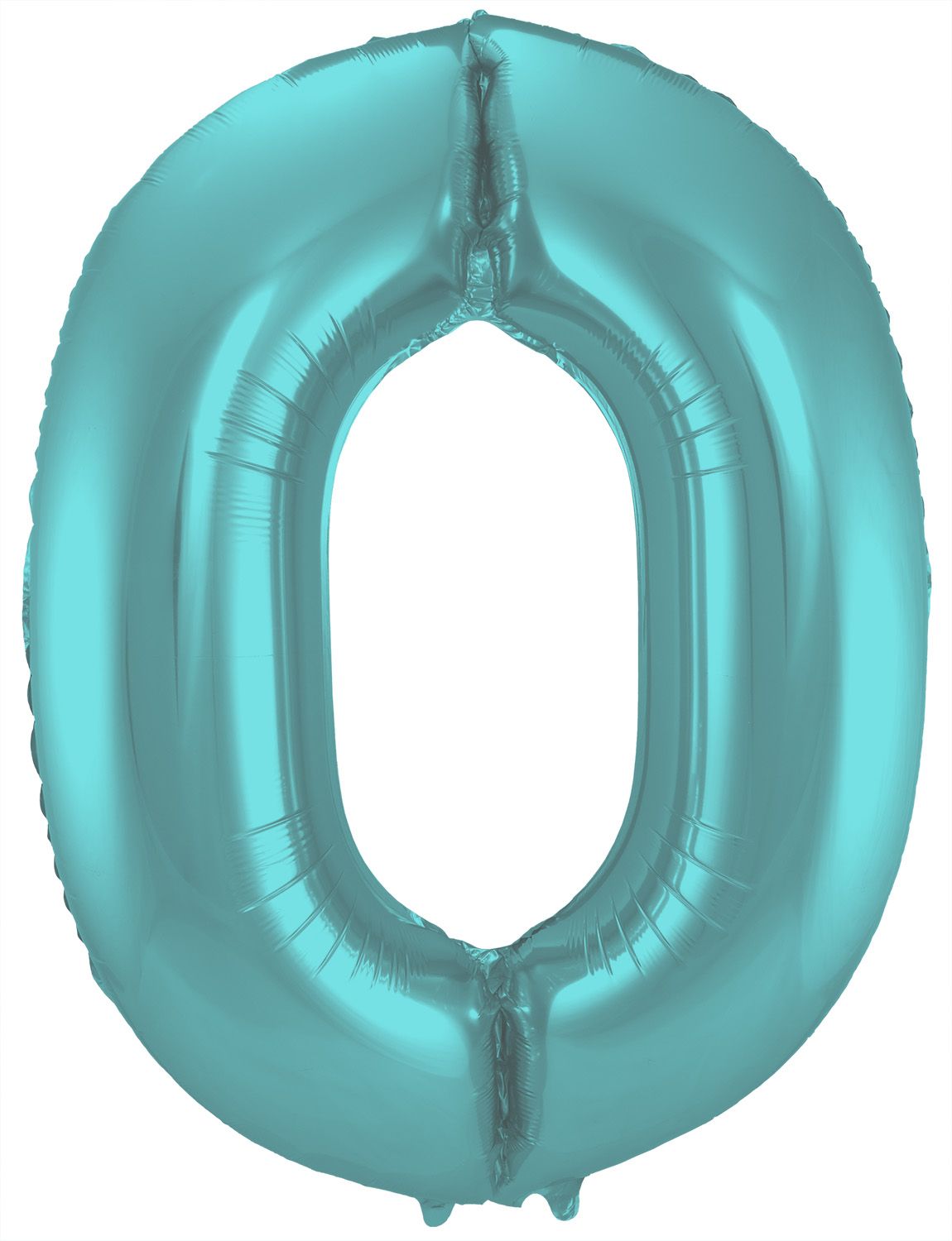 Folieballon cijfer 0 metallic pastel aqua blauw 86cm