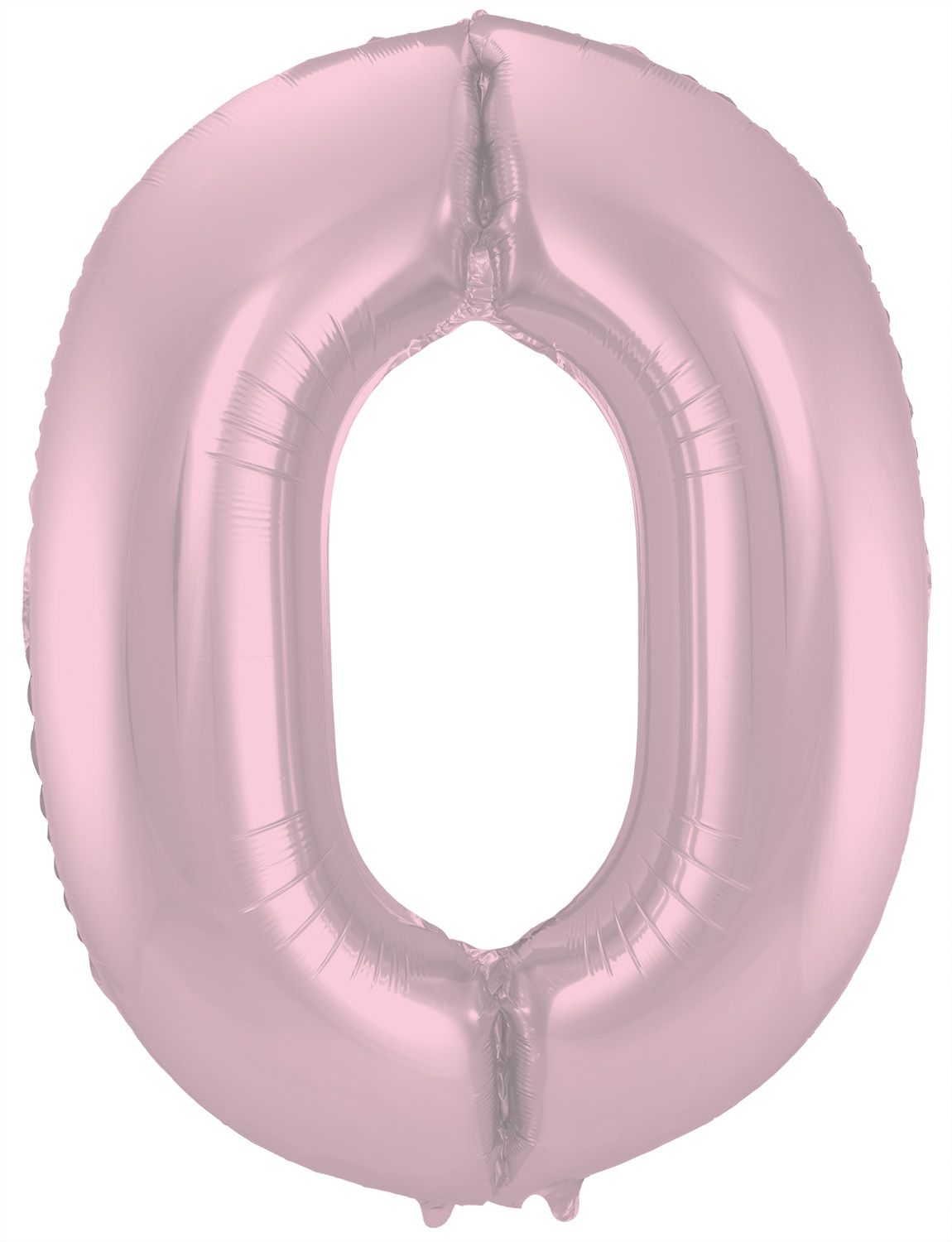 Folieballon cijfer 0 metallic pastel roze 86cm