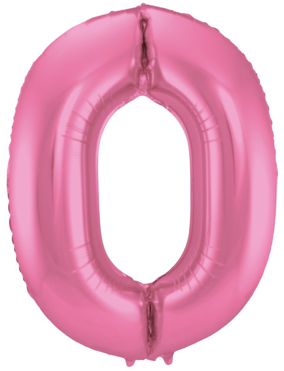 Folieballon cijfer 0 metallic roze 86cm