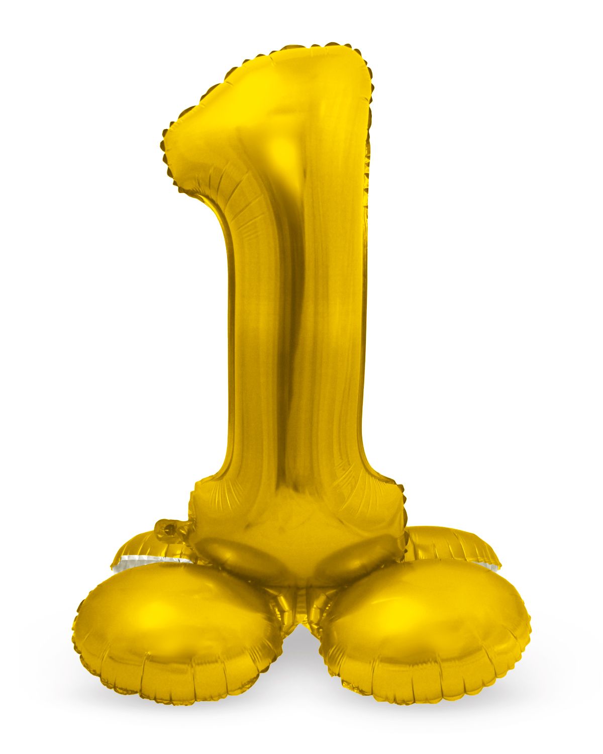 Folieballon cijfer 1 goud met standaard 72cm