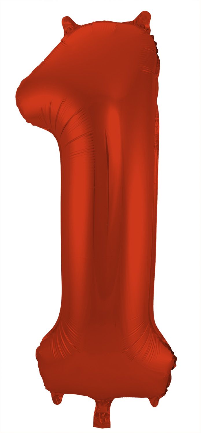 Folieballon cijfer 1 metallic rood 86cm