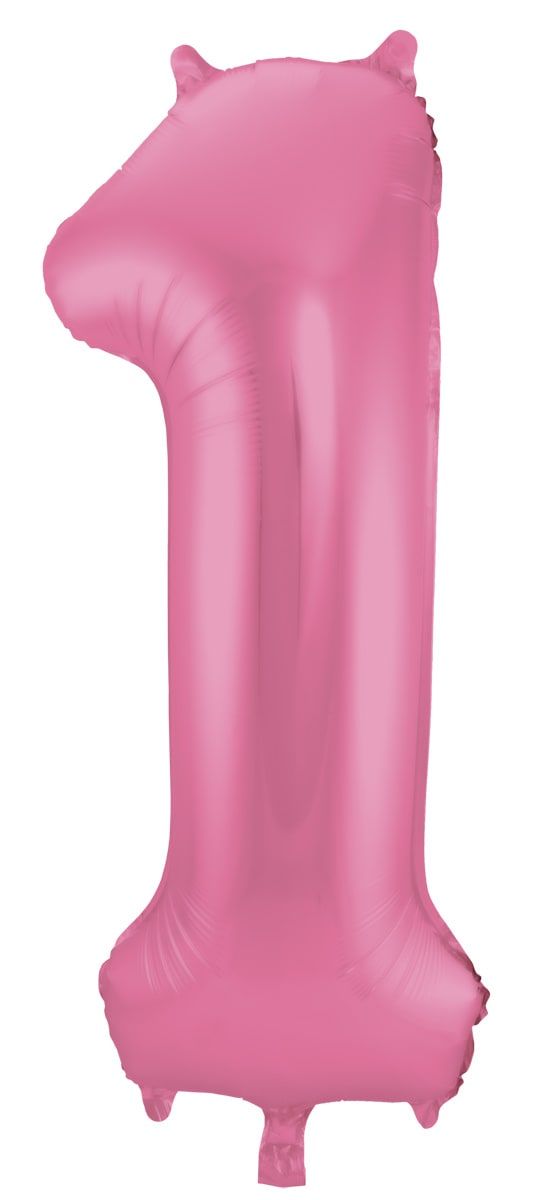 Folieballon cijfer 1 metallic roze 86cm