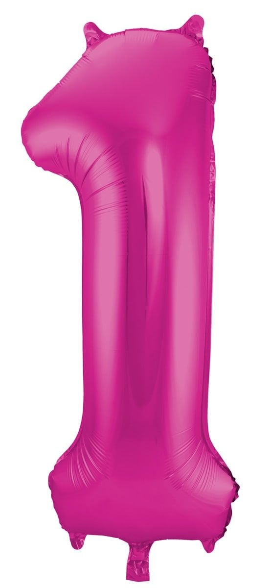 Folieballon cijfer 1 roze 86cm