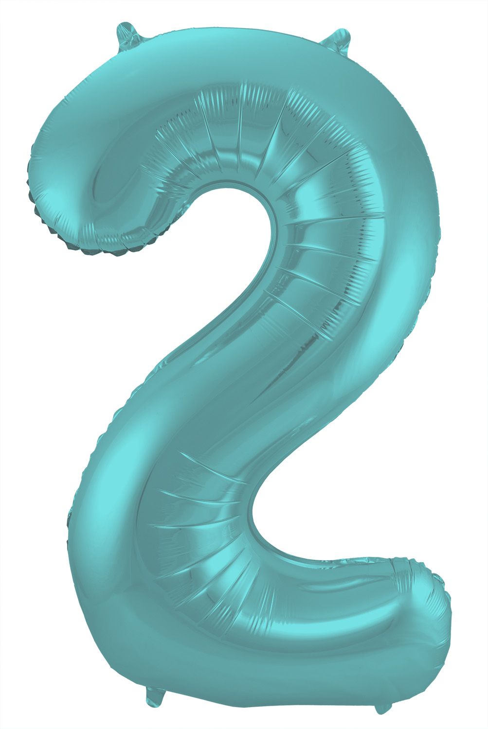 Folieballon cijfer 2 metallic pastel aqua blauw 86cm