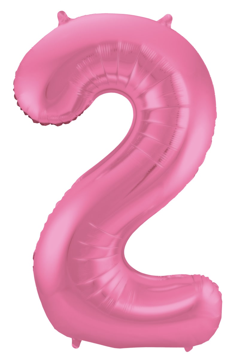 Folieballon cijfer 2 metallic roze 86cm
