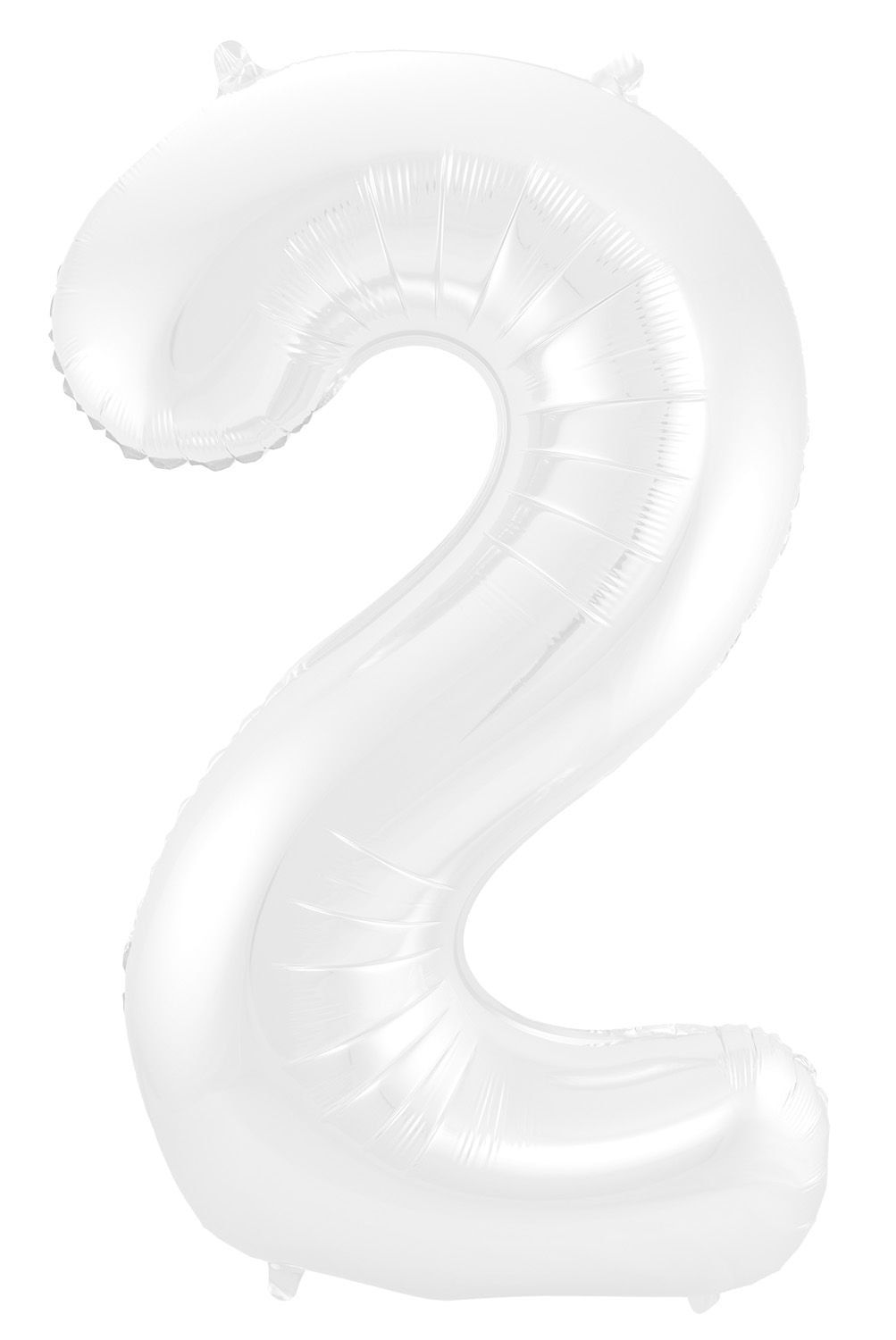 Folieballon cijfer 2 metallic wit 86cm