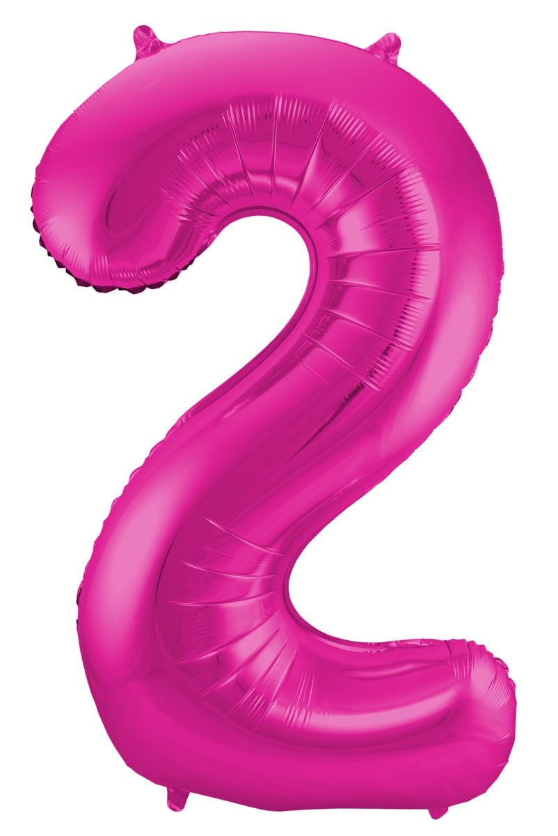 Folieballon cijfer 2 roze 86cm