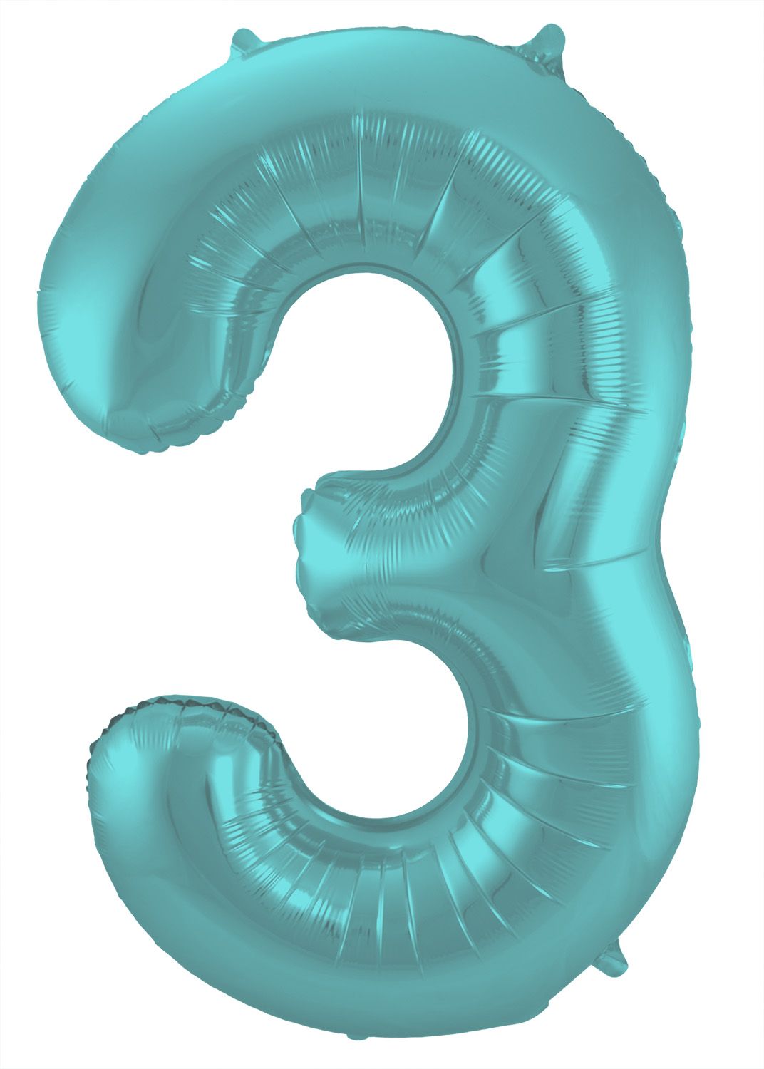 Folieballon cijfer 3 metallic pastel aqua blauw 86cm