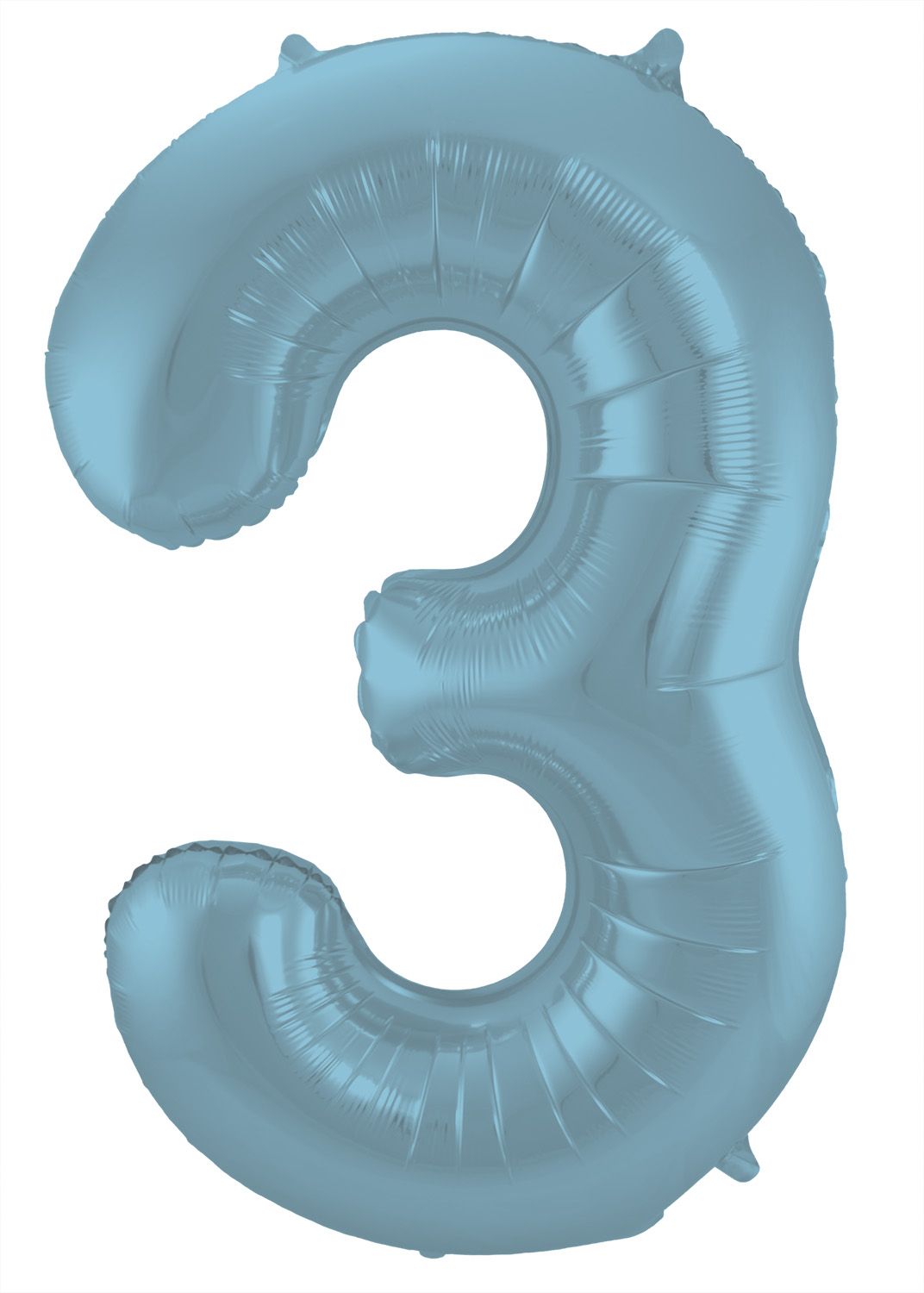 Folieballon cijfer 3 metallic pastel blauw 86cm