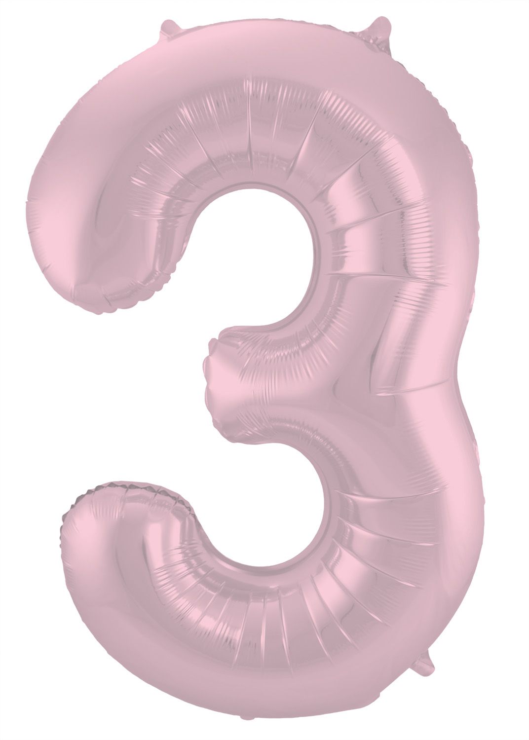 Folieballon cijfer 3 metallic pastel roze 86cm