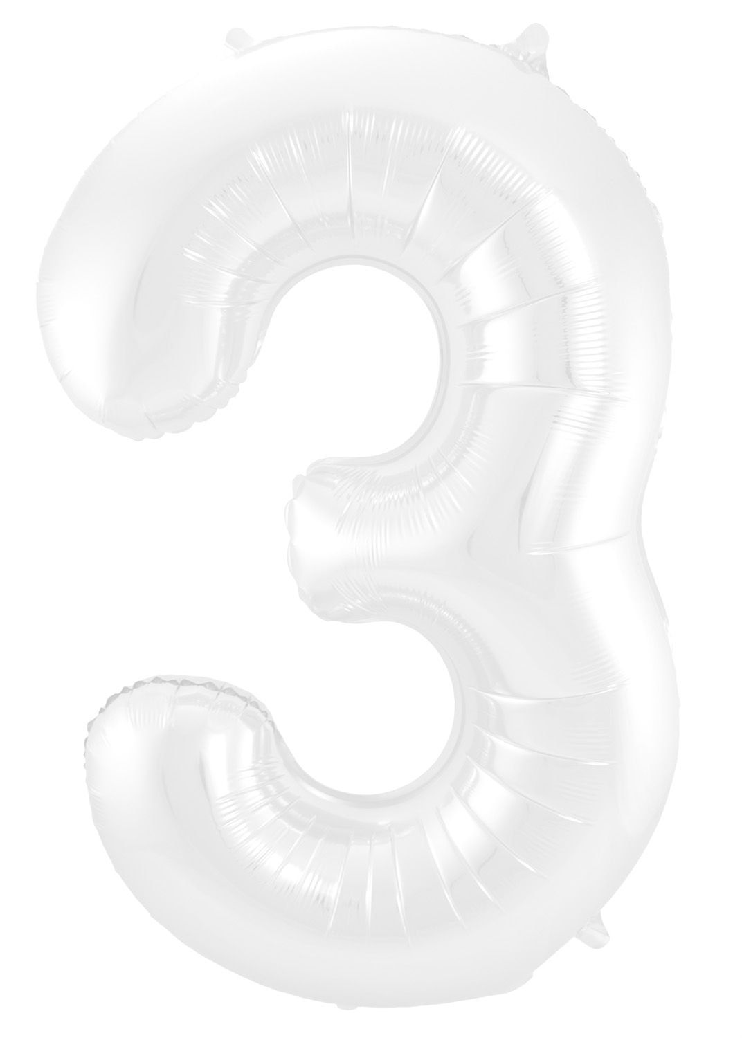 Folieballon cijfer 3 metallic wit 86cm