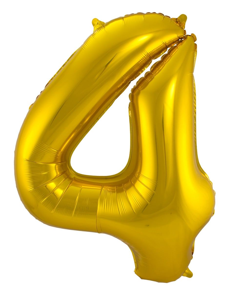 Folieballon cijfer 4 goud 86cm