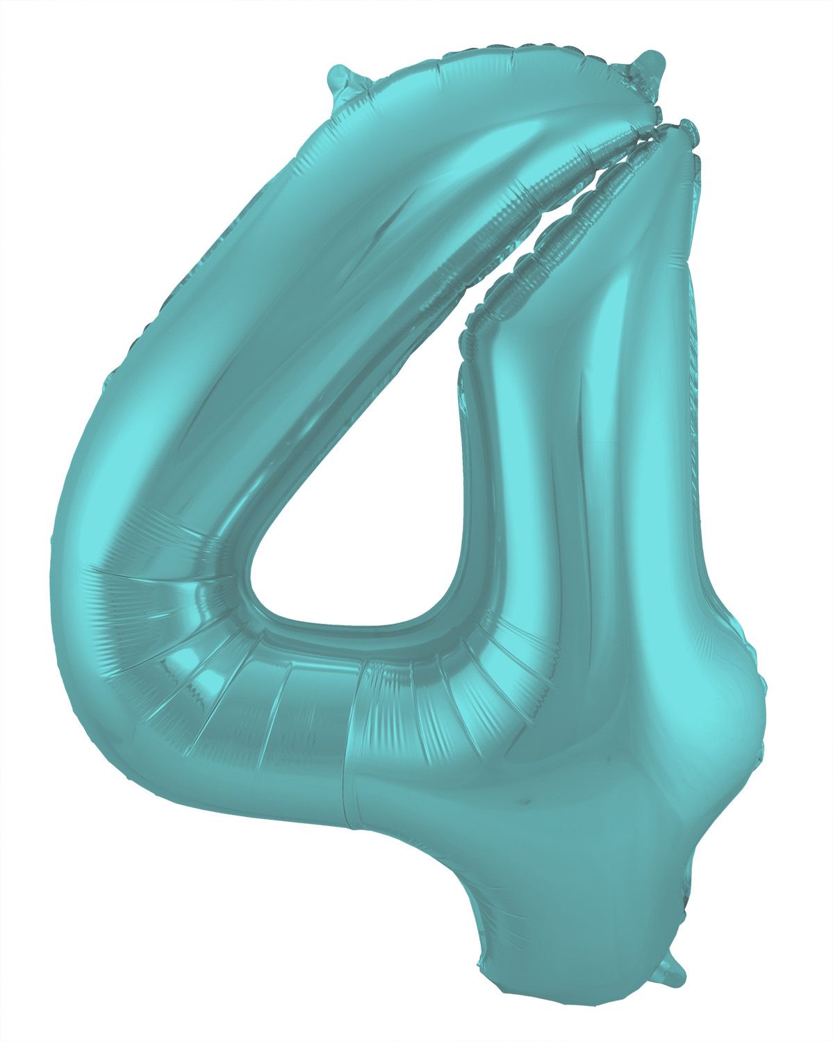 Folieballon cijfer 4 metallic pastel aqua blauw 86cm