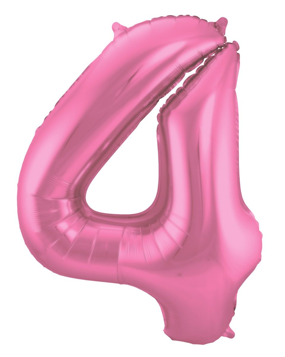 Folieballon cijfer 4 metallic roze 86cm