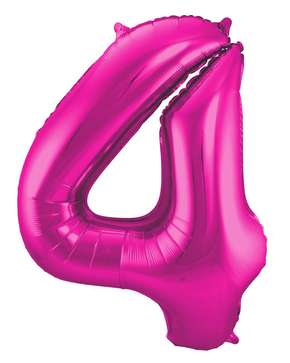 Folieballon cijfer 4 roze 86cm