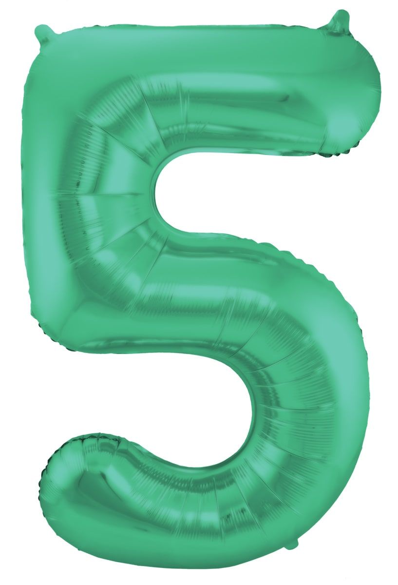 Folieballon cijfer 5 metallic groen 86cm