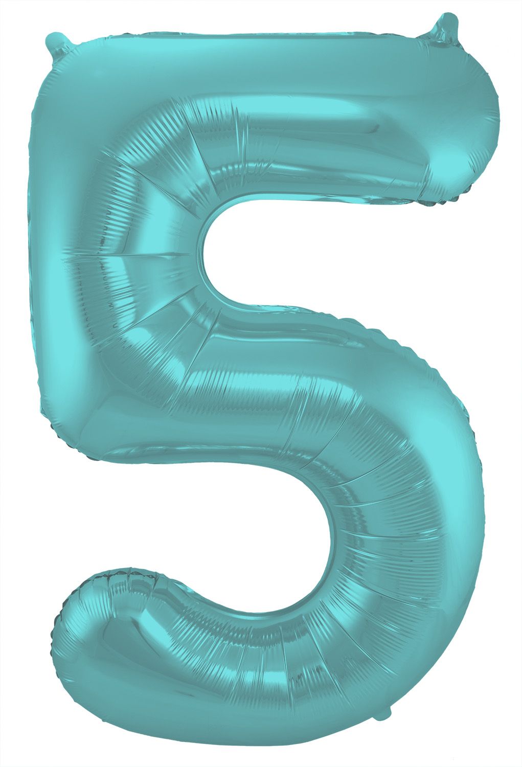 Folieballon cijfer 5 metallic pastel aqua blauw 86cm