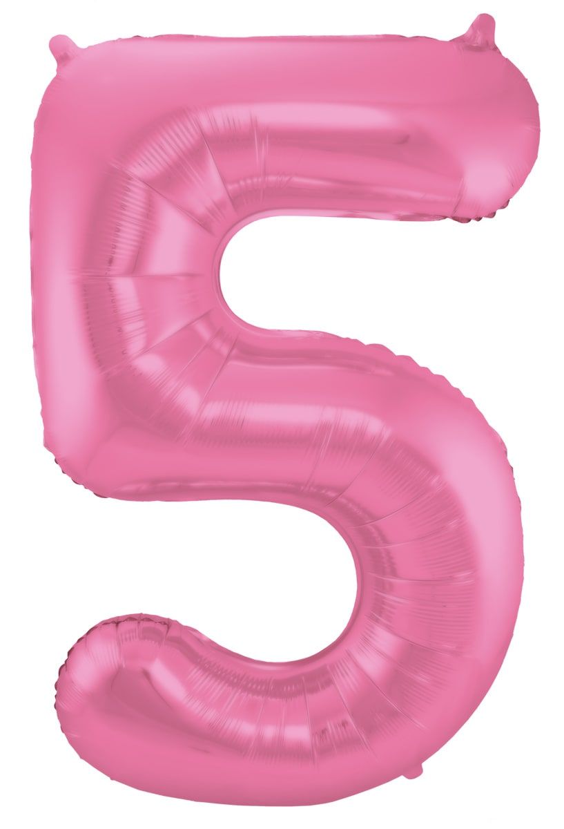 Folieballon cijfer 5 metallic roze 86cm