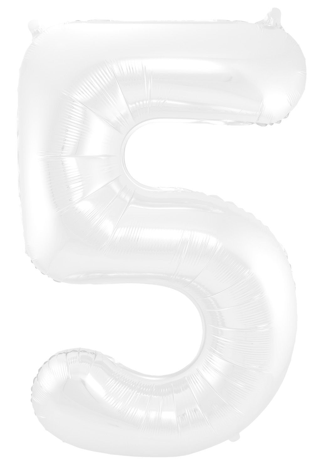 Folieballon cijfer 5 metallic wit 86cm