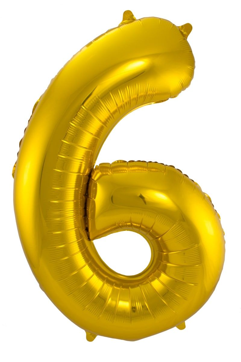 Folieballon cijfer 6 goud 86cm